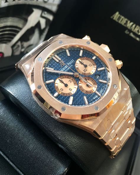 audemars piguet rosegold blau chronograph rose gold|Audemars Piguet chronograph gold.